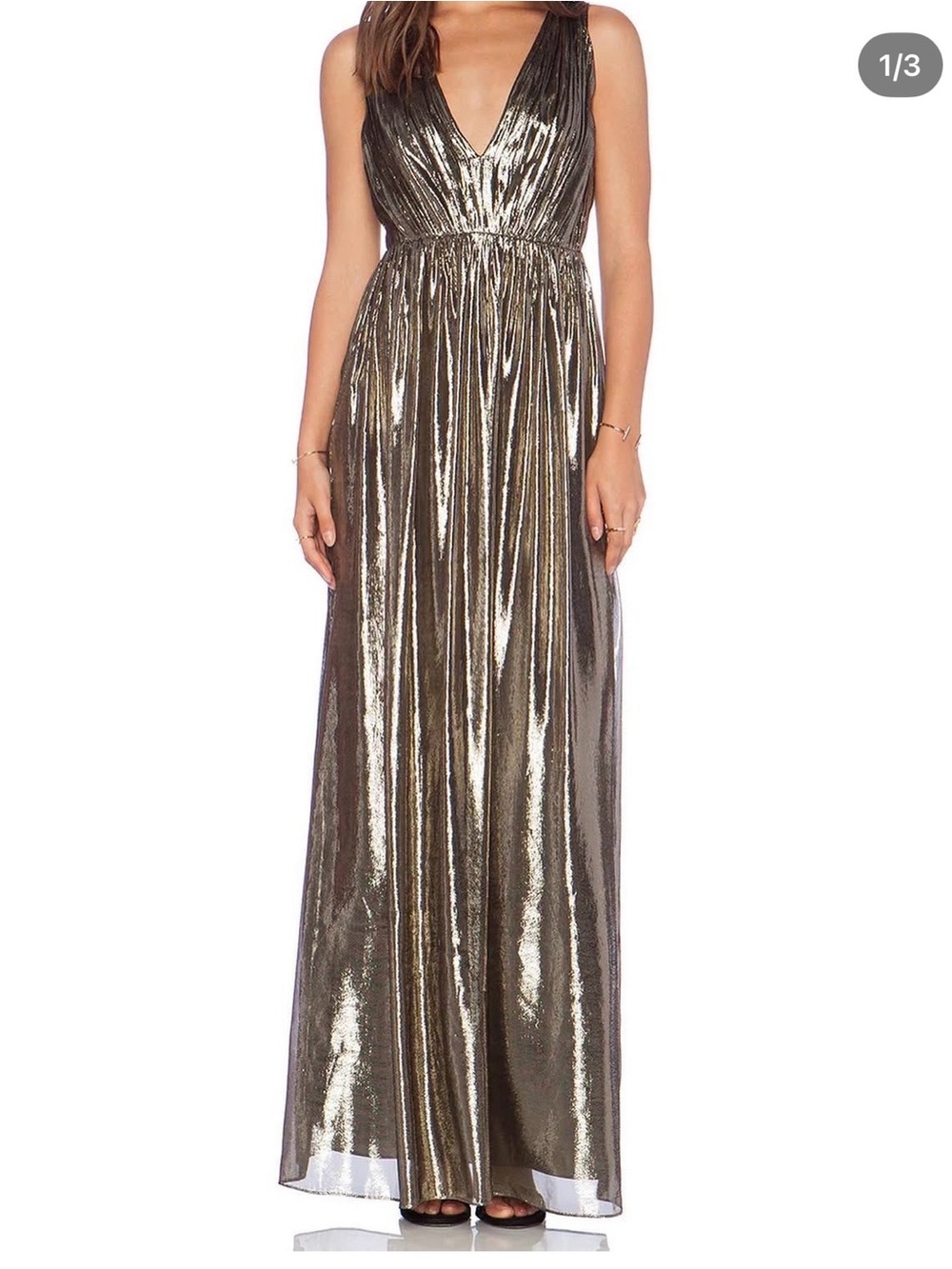 Alice + Olivia’s Metallic Gold Issa Gown